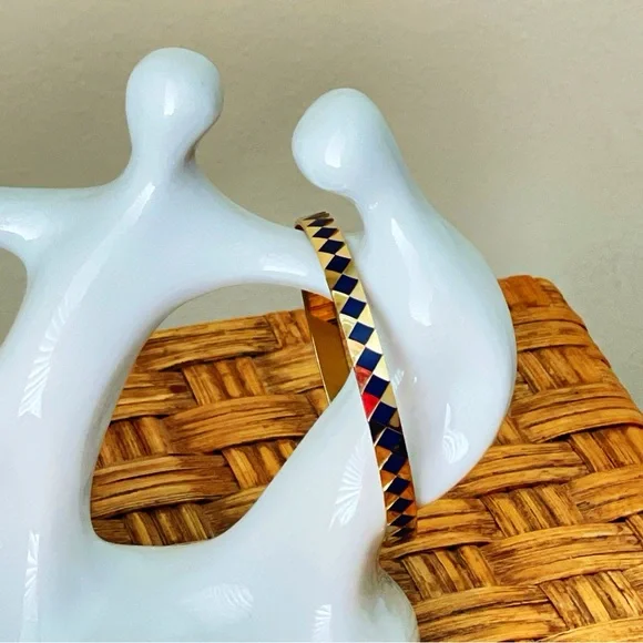 Napier Gold Tone and Blue Enamel Bangle Bracelet - Picture 3 of 8